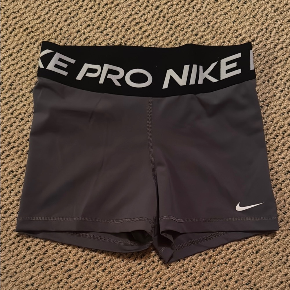 Nike Pro Dark Gray Shorts with Black Waistband